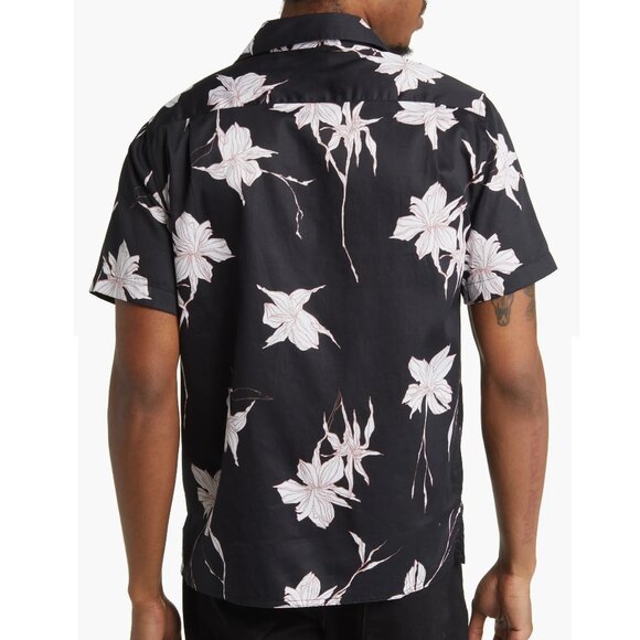 John Varvatos Collection Men's Short Sleeve Danny Floral Sketch Camp Shirt Blue - Picture 3 of 6
